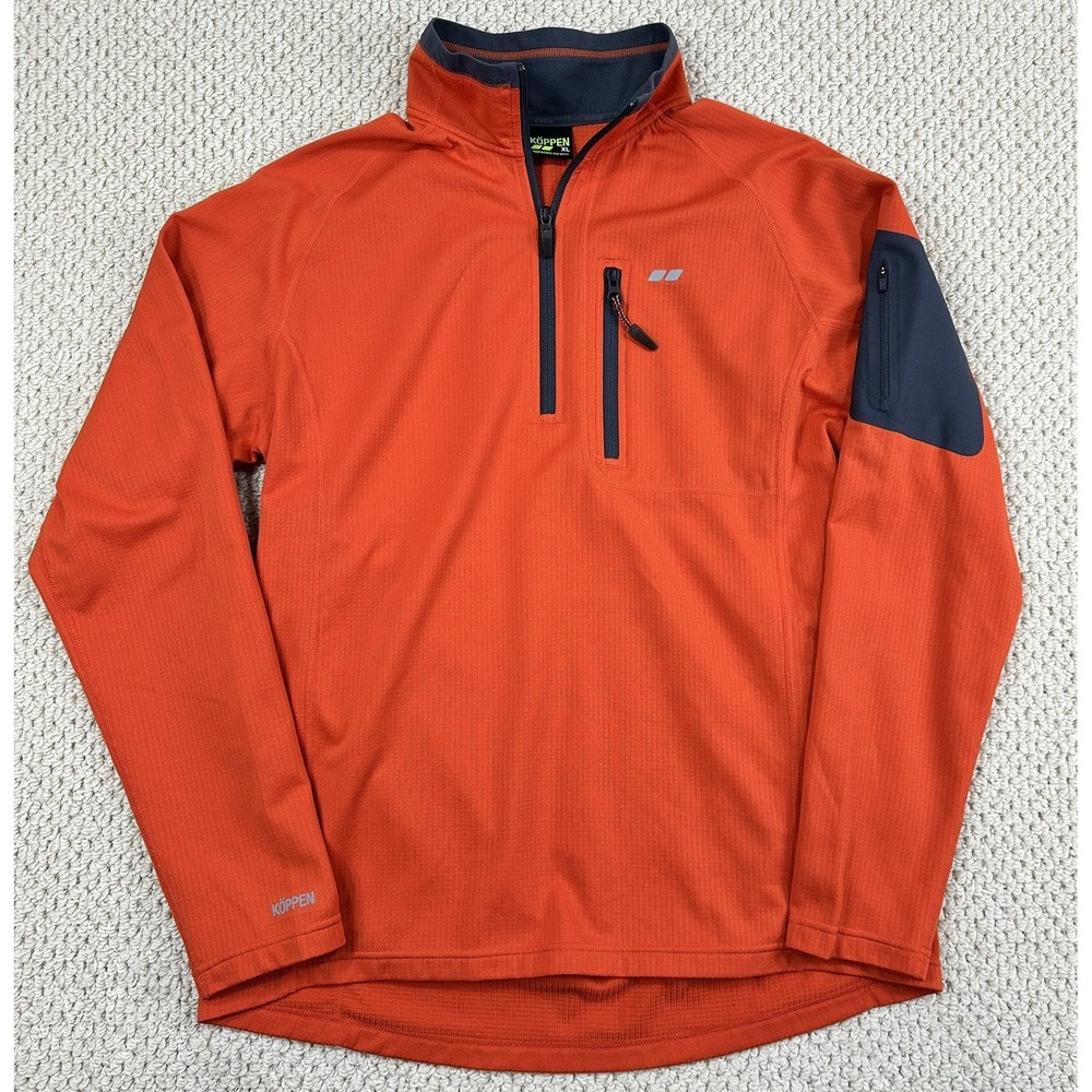 Koppen 1/4 Zip Thermal Performance Top Mens XL Orange Pullover Black Pockets